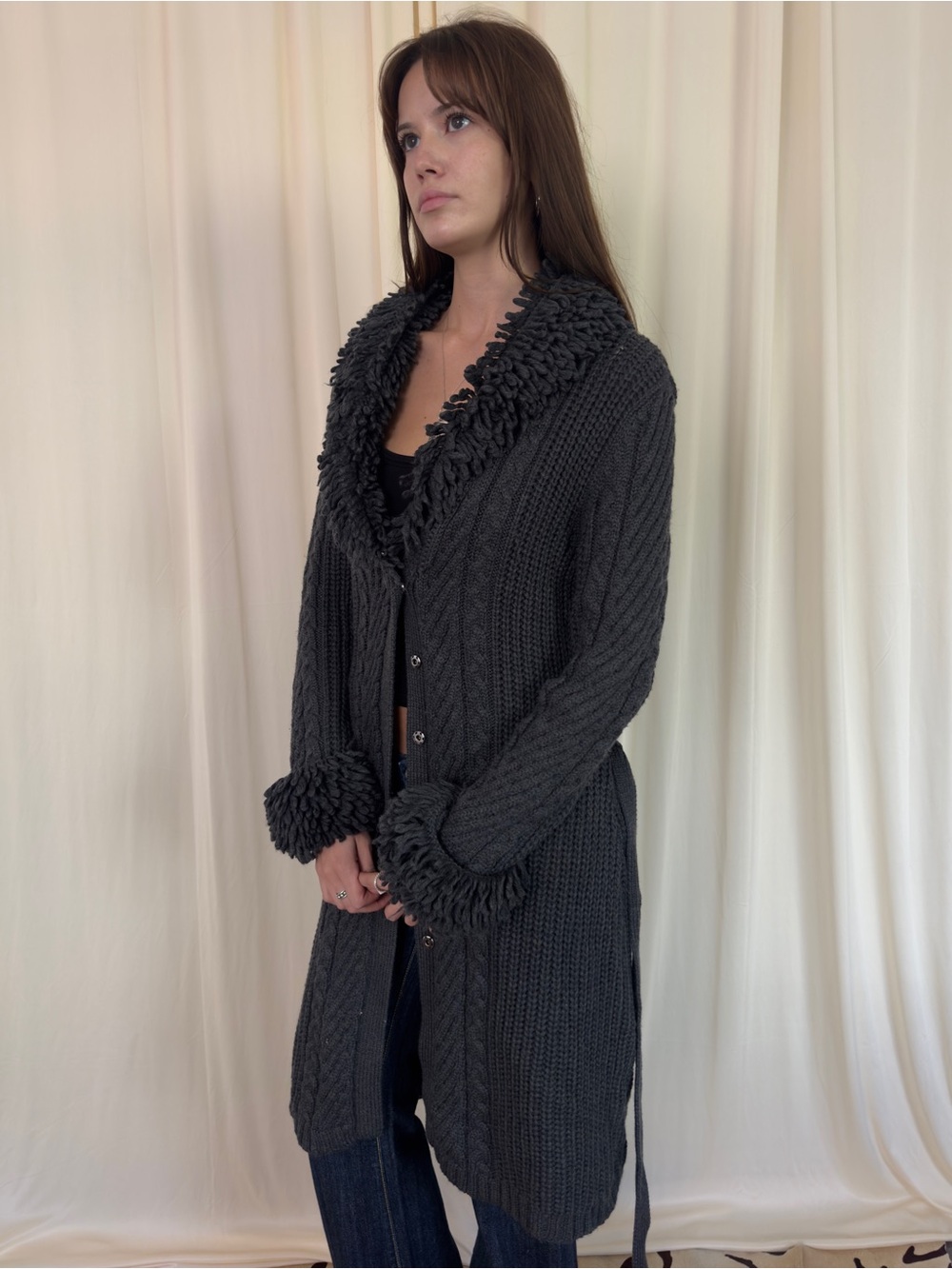 100% merino wool duster cardigan